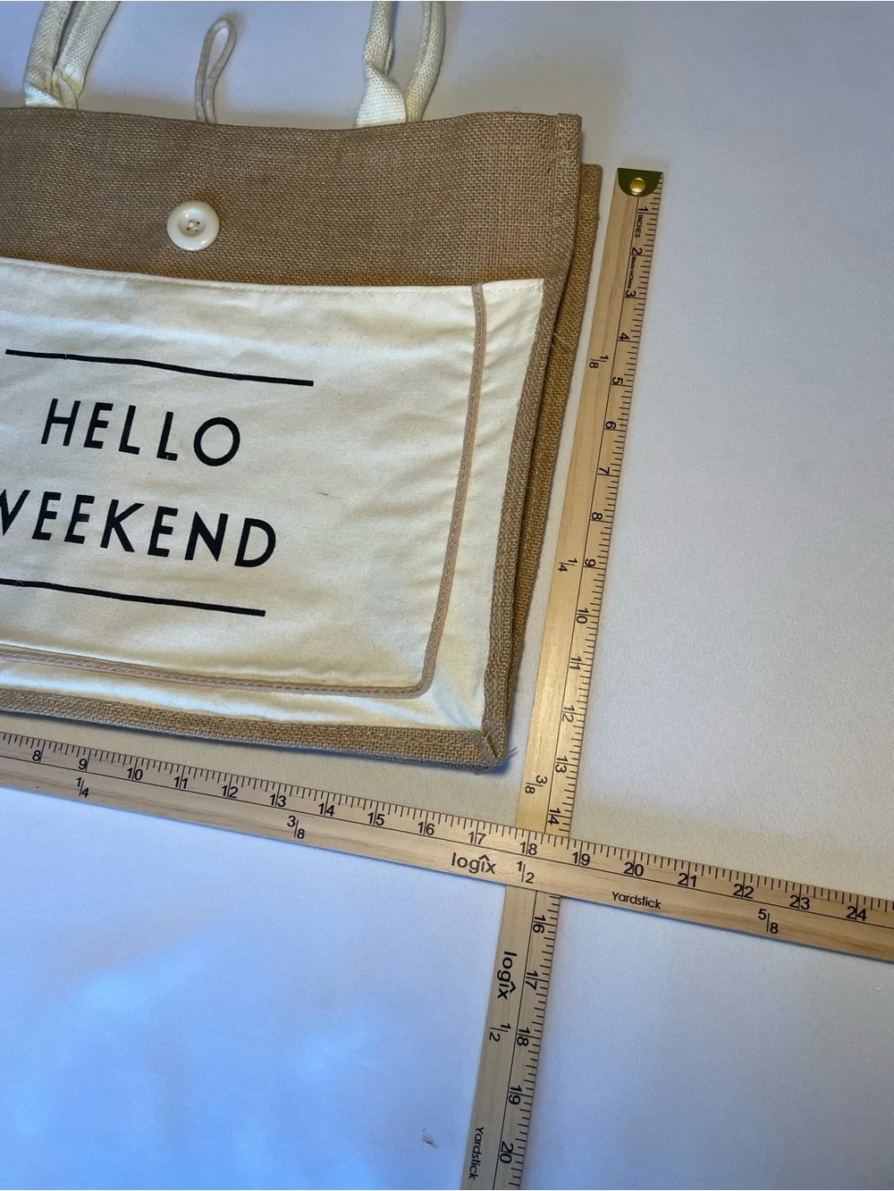 🔥 Hello Weekend Burlap Canvas Tote Bag